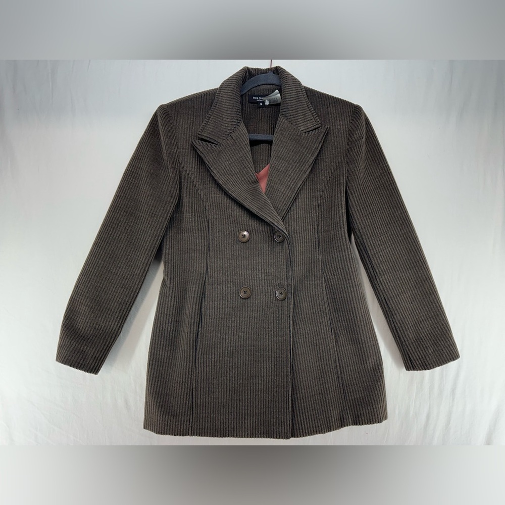 Iris Singer 100% Wool Brown Corduroy Blazer Jacket Women Size 4 Flaw‎